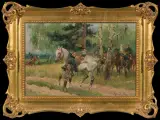 UŁANI NA PATROLU by Wojciech Kossak, 1933, olej, deska, sold Mar 2013