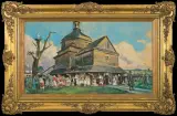 Julian Fałat, PRZED KOŚCIOŁEM. EPIZOD CZASU WOJNY, 1920, akwarela, gwasz, pastel, papier