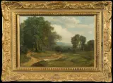 August Johann Baptist Weber, PEJZAŻ LETNI Z DROGĄ, 1846, olej, płótno