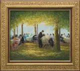 Alexander Thiele, OGRÓDEK KAWIARNIANY NAD STARNBERGERSEE, olej, płótno