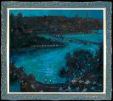 PEJZAŻ NOCNY Z PARYŻA by Jan Szancenbach, 1997, olej, płótno, sold Mar 2013