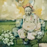 MOTYW POLSKI - HAMLET POLNY by Jerzy Duda-Gracz, 1995, olej, sklejka, sold Mar 2013