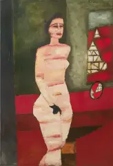 Jerzy Nowosielski, AKT W OKNIE, 1973, olej, płótno