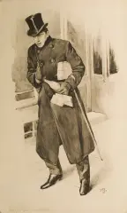 Stanisław Janowski, Za sprawunkami, 1906, tusz, pędzel, papier