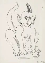 Sfinks by Edward Dwurnik, 1992, tusz pióro, papier, sold Dec 2012
