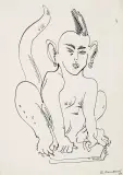 Edward Dwurnik, Sfinks, 1992, tusz pióro, papier