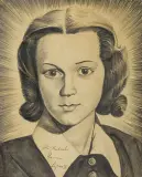 Roman Opałka, Portret Halszki, 1958, ołówek, papier kremowy