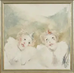 Bożena Wahl, Klauny, 1985, olej, płótno