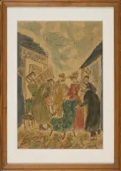Jerzy Zaruba, Antyki u Nusbauma, tusz pióro, akwarela, papier