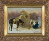 Jerzy Kossak, BIWAK ŻOŁNIERZY NAPOLEOŃSKICH, 1936, olej, sklejka