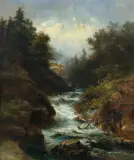 Pieter Francis Peters, POTOK W GÓRACH, olej, płótno
