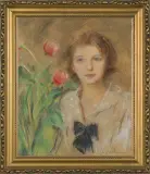 Teodor Axentowicz, DZIEWCZYNA Z TULIPANAMI