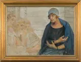 Jacek Malczewski, PORTRET ŻONY ARTYSTY Z PARKAMI, ok. 1925, olej, tektura