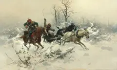 Józef Brandt, UCIECZKA, ok. 1890, olej, płótno