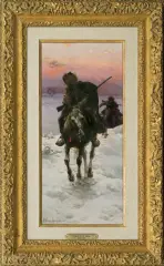 Alfred Wierusz-Kowalski, CZERKIESI / HUCULSCY MYŚLIWI, lata 1880-1890, olej, płótno
