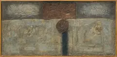 Danuta Urbanowicz, KOMPOZYCJA, 1963, technika mieszana, collage, płótno
