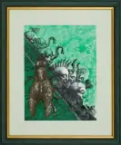 Kompozycja z fantastycznymi zwierzętami by Jan Lebensztejn, 1974, litografia barwna, papier, sold Oct 2012