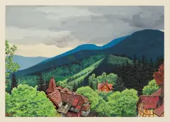 Karpacz by Jerzy Szelągowski, 1975, tempera, karton, sold Oct 2012
