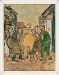 Jerzy Zaruba, U Nussbauma, tusz pióro, akwarela, papier
