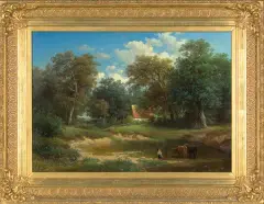 August Johann Baptist Weber, LETNI PORANEK, olej, płótno