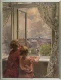 Zdzisław Jasiński, WIOSNA. DZIECI W OKNIE, 1930-1931, olej, płótno