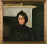 Kazimierz Stabrowski, PORTRET CIEMNOWŁOSEJ, przed 1900, olej, płótno