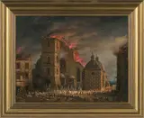 Teodor Baltazar Stachowicz, POŻAR KOŚCIOŁA OO. DOMINIKANÓW W KRAKOWIE, olej, płótno
