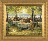 Alexander Thiele, OGRÓDEK KAWIARNIANY NAD STARNBERGERSEE, olej, płótno