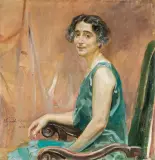 PORTRET DAMY (W FOTELU) by Wojciech Kossak, 1928, olej, płótno, offered Oct 2012