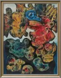 ...PORWANY PRZEZ WIATR... by Alfred Lenica, 1968, olej, płótno, sold Oct 2012