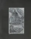 Kościół Sakramentek w Warszawie by Janina Róża Giedroyć-Wawrzynowicz, 1969, drzeworyt białą farbą na czarnym papierze, offered Sep 2012