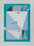 Abstrakcja by Jerzy Nowosielski, 1997, serigrafia barwna, papier jasnoszary, sold Sep 2012