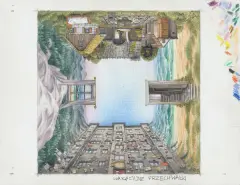 Jacek Yerka, Wakacyjne przechwałki, 2012, kredki, ołówek, papier