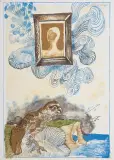 Kompozycja z obrazem i ptakiem by Jan Lebensztejn, litografia barwna, papier, sold Aug 2012