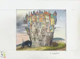 Giełda by Jacek Yerka, kredki, ołówek, papier, sold Aug 2012