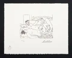 Artysta i modelka by Pablo Picasso, 1933, serigrafia, papier, sold Jul 2012