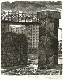 Eugeniusz Pichell, Pawiak, z teki Warszawa, 1964, drzeworyt, papier