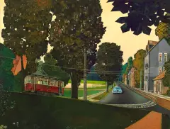 Widok miejski by Jerzy Szelągowski, 1967, tusz pióro, gwasz, papier, sold Jul 2012