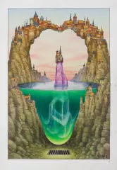 Szklana góra by Jacek Yerka, 2012, kredki, ołówek, papier, sold Jul 2012