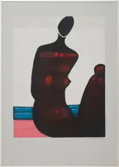 Jerzy Nowosielski, Czarny akt nad morzem, 1997, serigrafia barwna, papier