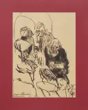 Feliks Topolski, Żebracy u wrót fary w Kazimierzu, litografia, papier