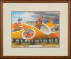 Jacek Yerka, Plantacja, 2010, ołówek, kredki barwne, karton