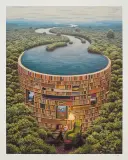 Bibliotama by Jacek Yerka, 2006, giclée, papier, sold Jun 2012
