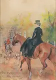 Jerzy Kossak, AMAZONKA, 1925, akwarela, papier