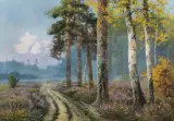 Wiktor Korecki, PRZEZ BRZOZOWY LAS, olej, płótno