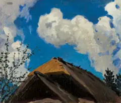 Ferdynand Ruszczyc, STRZECHA I CHMURA, 1900, olej, płótno naklejone na tekturę