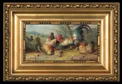 PTASIE PODWÓRKO by Max senior Haenger, olej, deska, sold Jun 2012