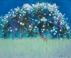 Zbysław Maciejewski, KWITNĄCA JABŁOŃ, 1990, akryl, płótno