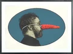 Eugeniusz Get-Stankiewicz, Autoportret z marchewką, 1978, litografia barwna, papier