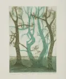 Andrzej Tadeusz Kotkowski, Jesienny świt, 2001, akwaforta, akwatinta, papier